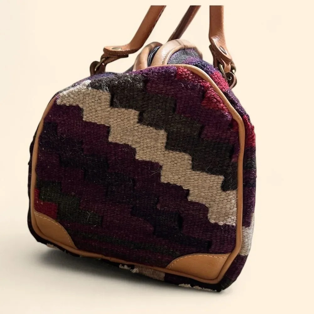 Vintage Custom-made Southwestern Style Woven Wool and Leather